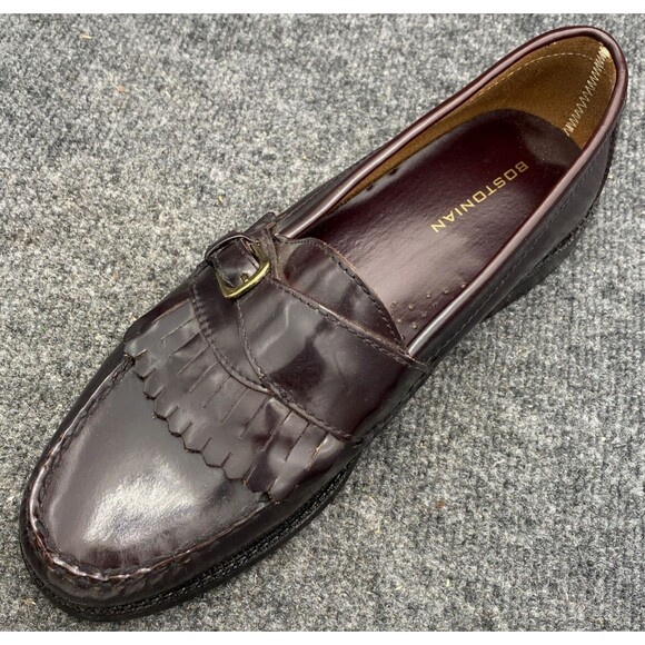 Bostonian Mens 10 M Burgundy Fringe Kiltie Buckle Loafer Leather Upper 27098 - Picture 3 of 13